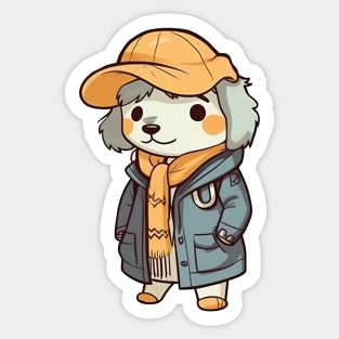 A cute dog wearing street fashion Sticker